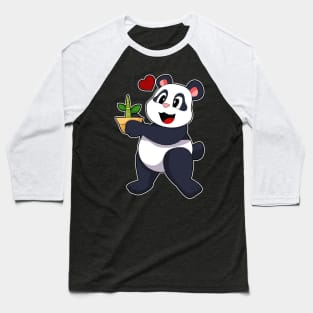 Panda with Bamboo Flower Baseball T-Shirt